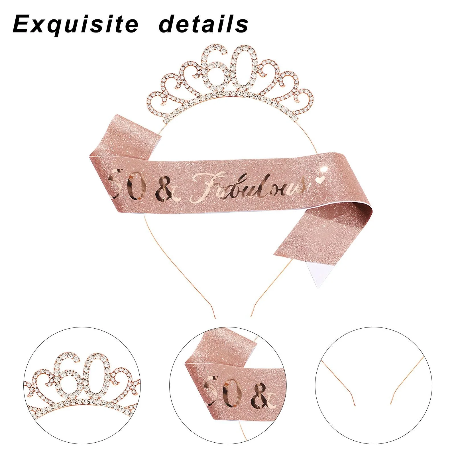 Обруч для волосся зі стразами, жіночий, вінтажний, фото №3