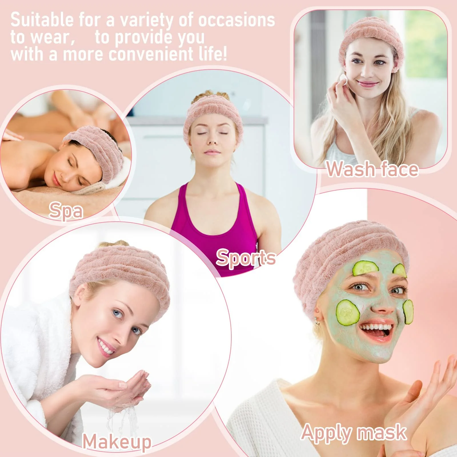 Пов'язка для голови Sibba Spa для вмивання, макіяжу, спорту, душу, фото №5 Пов'язка для голови Sibba Spa для вмивання, макіяжу, спорту, душу, фото №5