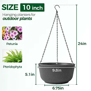 Подвесные вазоны T4U Набор из 2 шт. Φ25 см с цепями и системой полива Черный матовый synthetic.ua - Фото 1