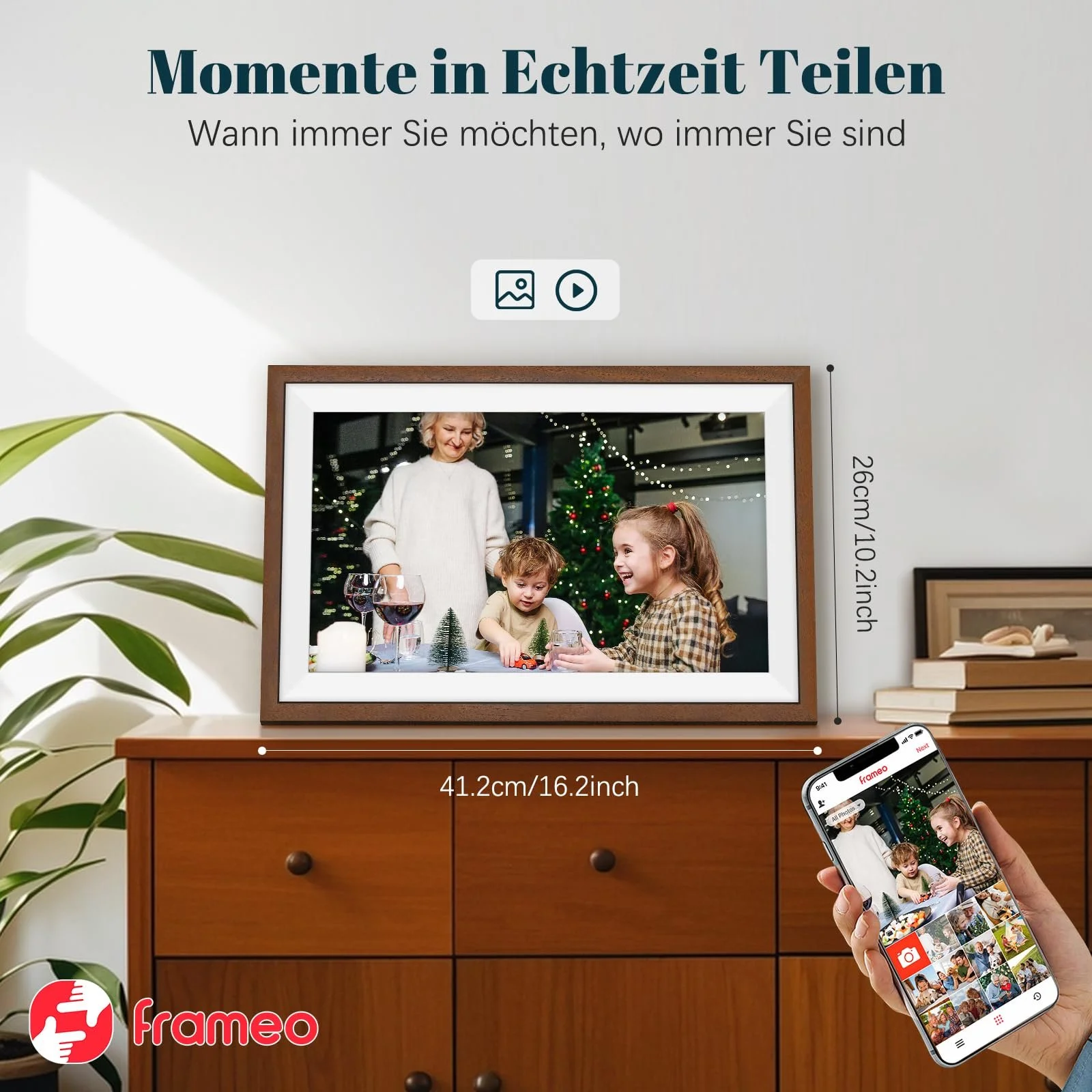 Цифровая фоторамка Eptusmey Frameo 15.6 дюйма 1920 x 1080 FHD IPS 32 GB Walnut Wood, фото №7 Цифровая фоторамка Eptusmey Frameo 15.6 дюйма 1920 x 1080 FHD IPS 32 GB Walnut Wood, фото №7