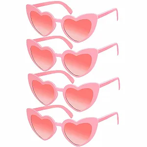 Сонцезахисні окуляри Серце Вінтажний стиль Рожевий, 4 шт - Фото 1