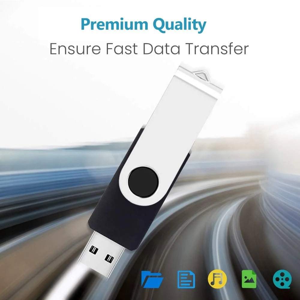 USB-накопичувач ABLAZE 1 GB Набір 20 шт. High Speed USB 2.0 Swivel Metal Чорний, фото №3