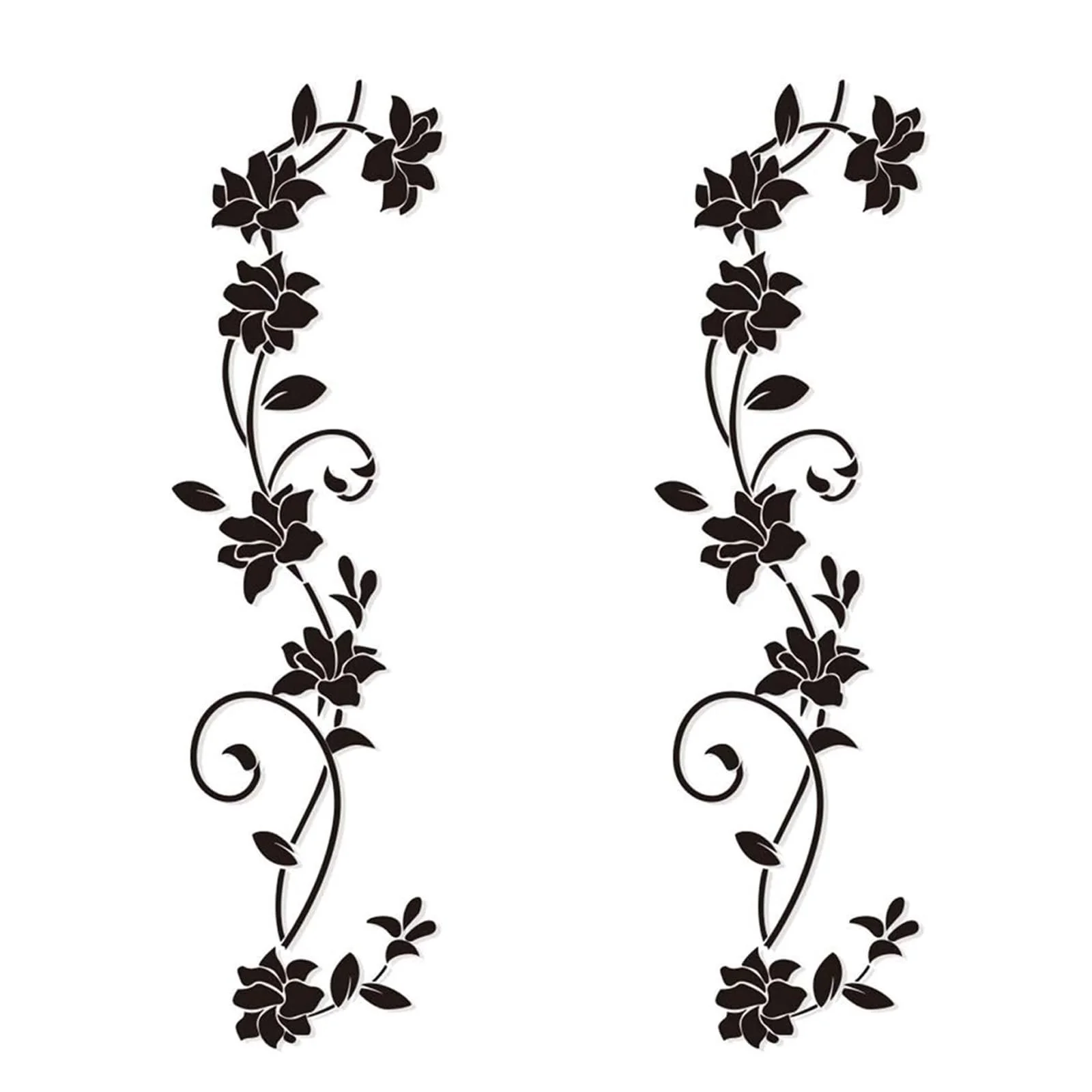 Набор наклеек на стену Цветочные узоры 2 шт. 105 x 30 см Черный, фото №1