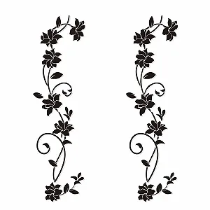 Набор наклеек на стену Цветочные узоры 2 шт. 105 x 30 см Черный - Фото 1