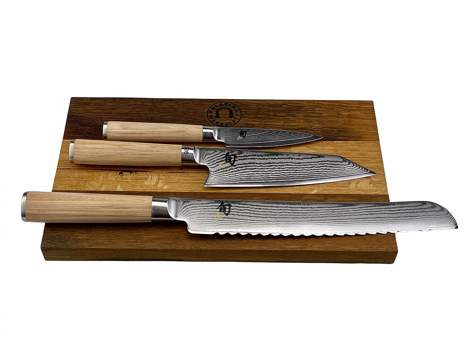 Набір Ножів Kai Shun Classic White DM-0700W, DM-0777W, DM-0705W + Обробна Дошка 30 x 18 см, фото №1