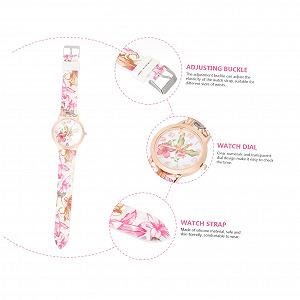 Годинник OATIPHO з кольоровим принтом, жіночий, зносостійкий, портативний, цифровий, кварцовий, рожева нержавіюча сталь synthetic.ua - Фото 1