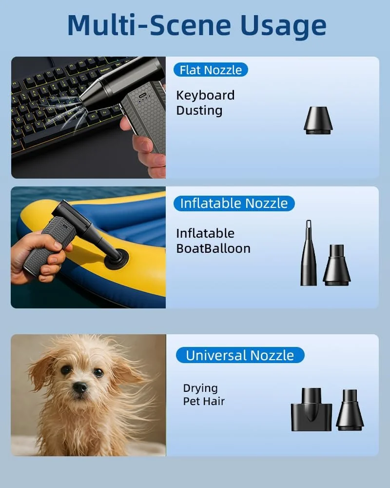 Електрична повітродувка 3 швидкості 130 000 RPM Чорний, фото №8