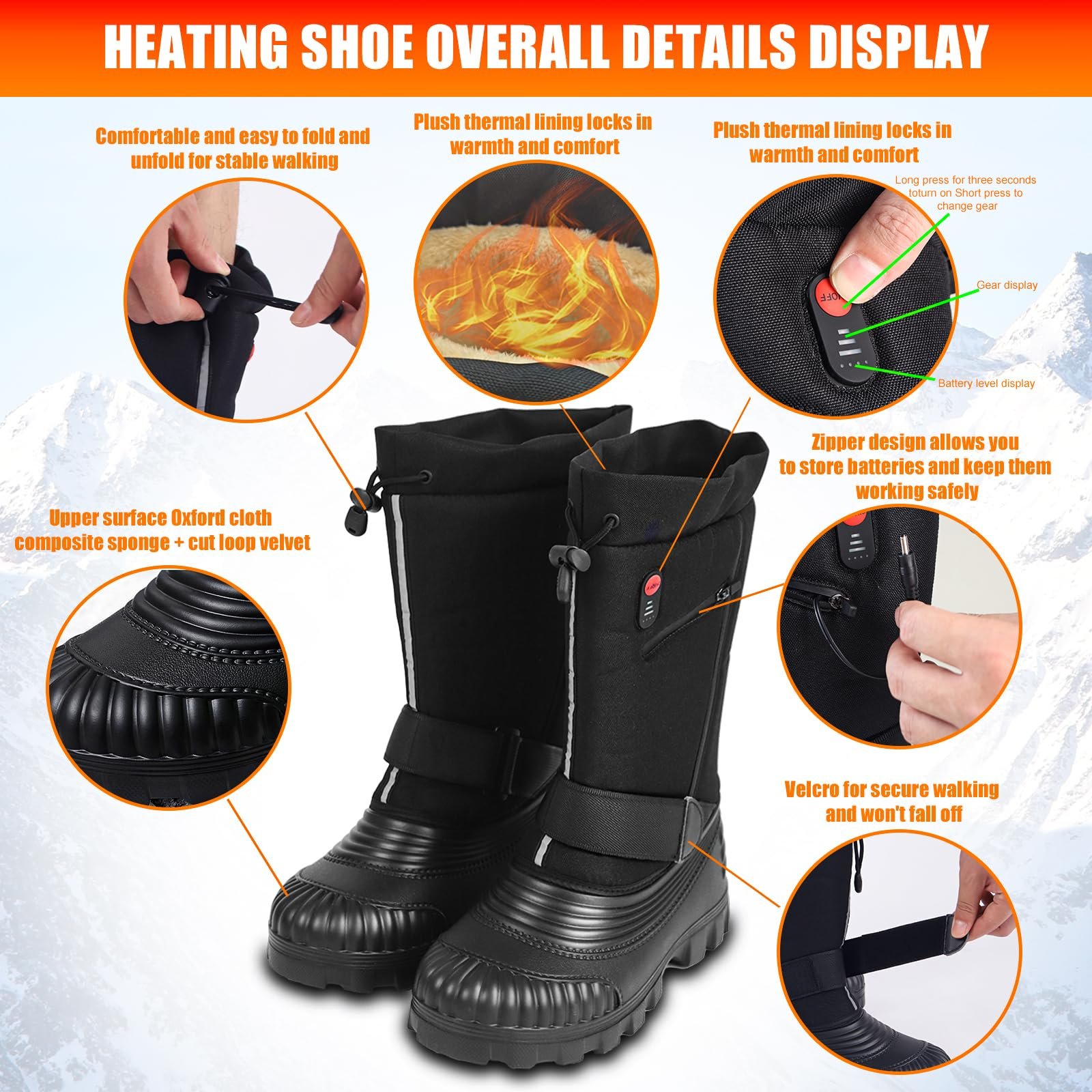Сапоги с подогревом ZONSUSE для снега для мужчин, фото №6