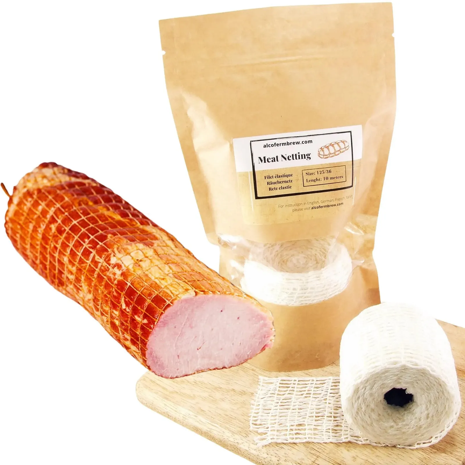 Сетка для мяса MEAT NET 125/36 10 м для копчения и запекания, фото №1 Сетка для мяса MEAT NET 125/36 10 м для копчения и запекания, фото №1