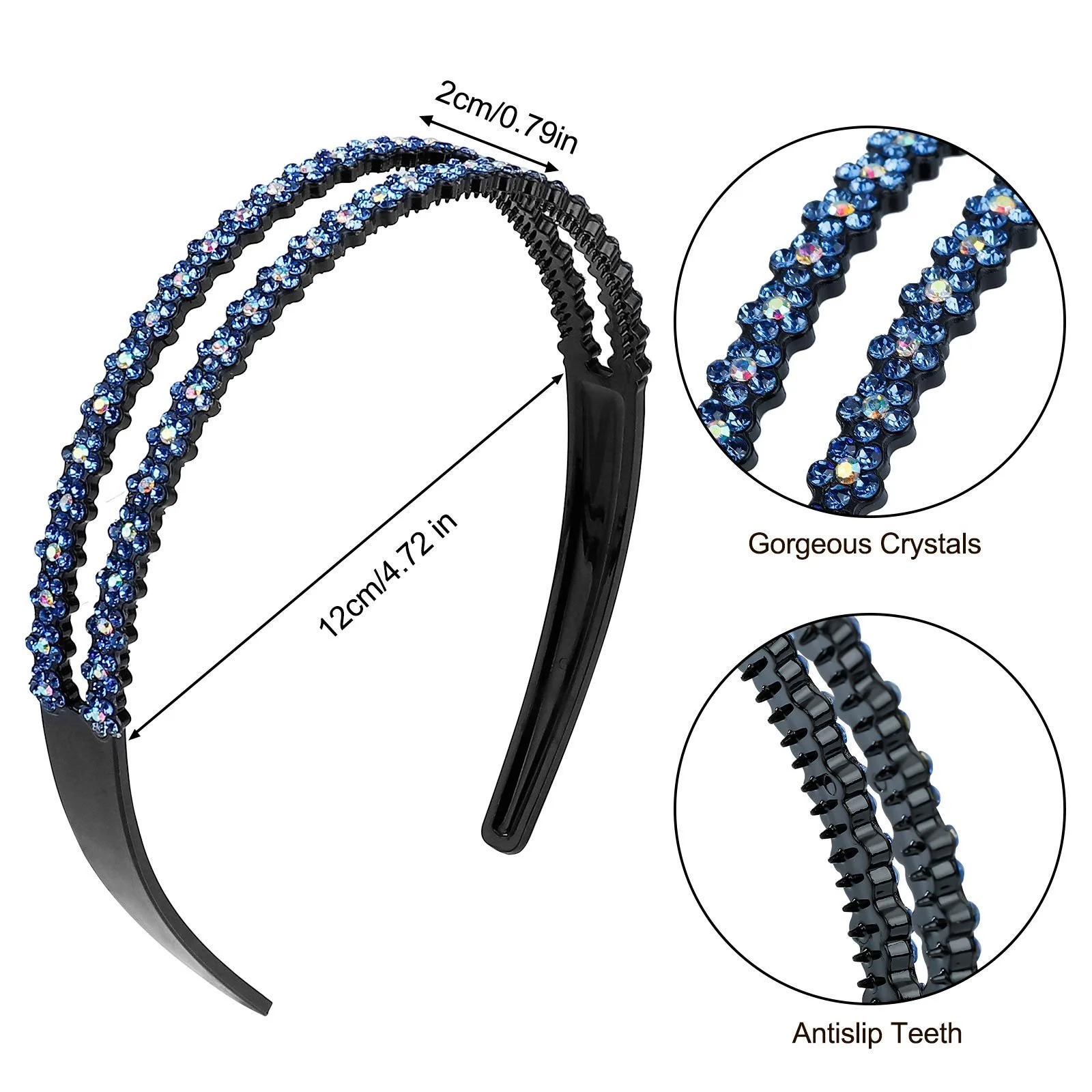 Обруч для волосся зі стразами Подвійний, фото №7