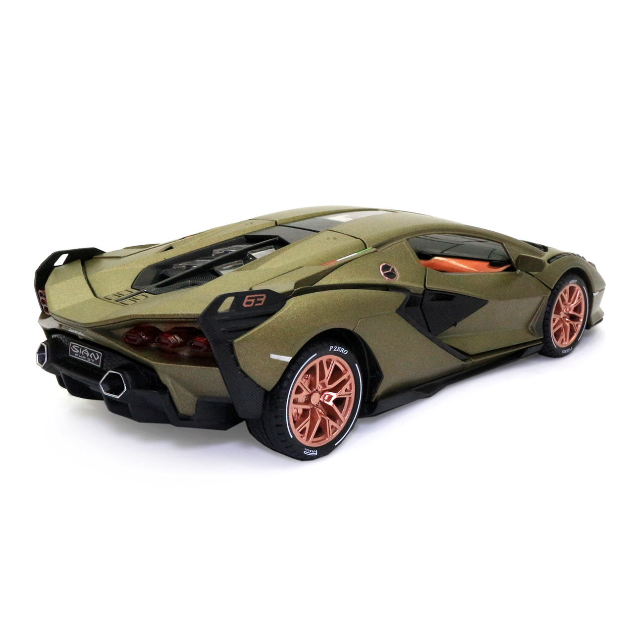 Игрушечная машинка металлическая Lamborghini Sian АвтоЕксперт Ламборджини Сиан свет звук 20*8*5 см хаки, фото №3