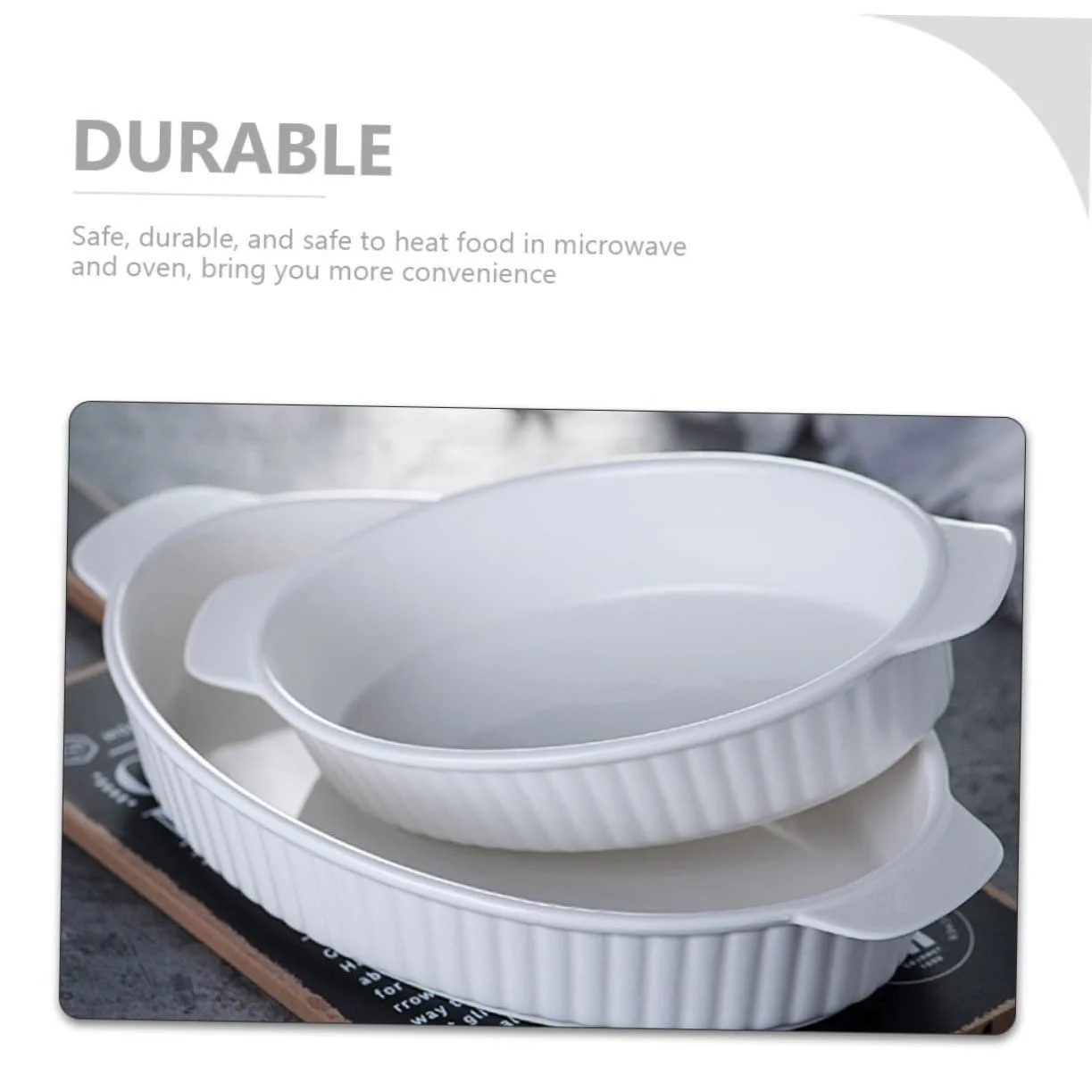 Форма для запекания керамическая овальная с двумя ручками жаропрочная устойчивая к царапинам, фото №8