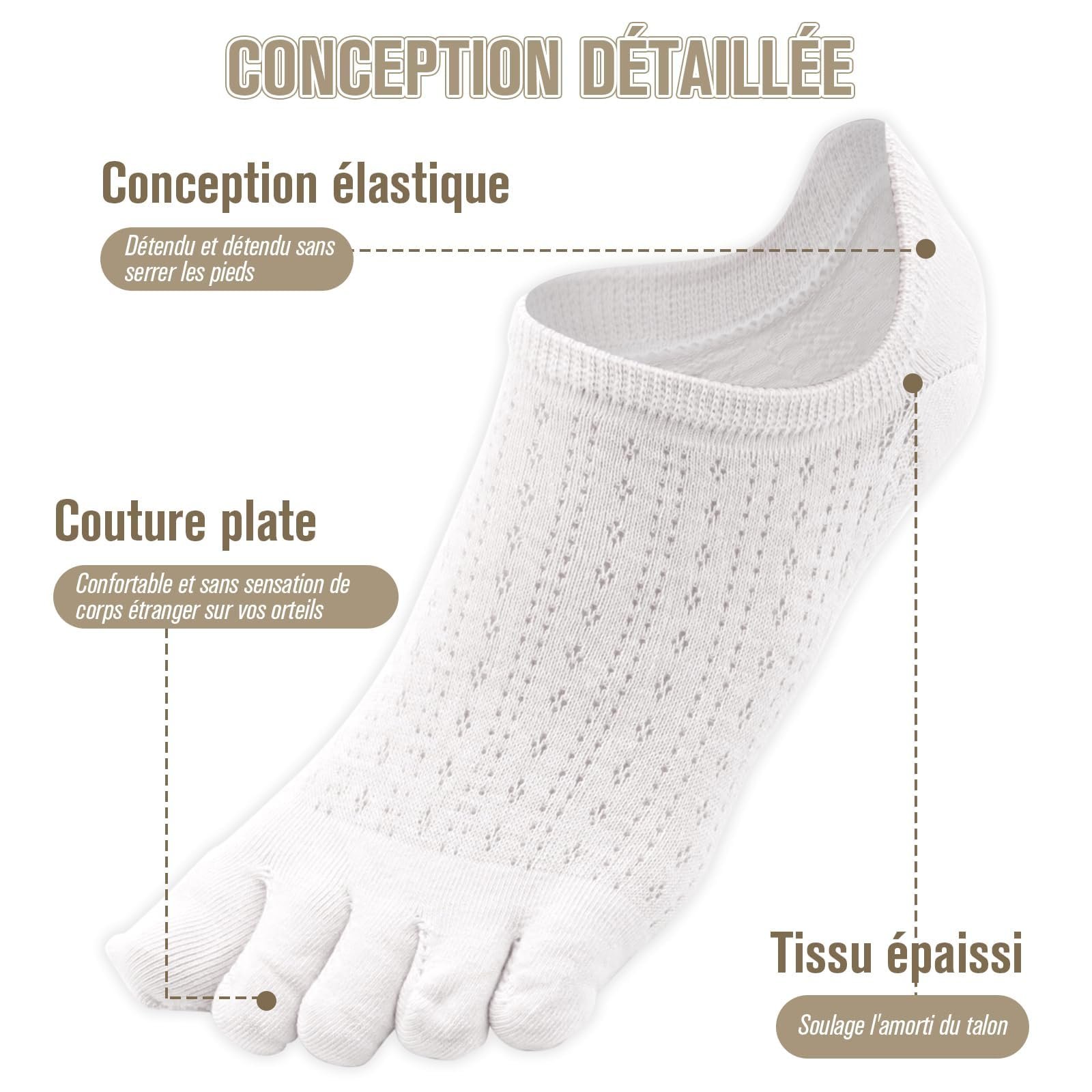 Носки для пальцев ZOCONE Женские 4 пары Дышащие и поглощающие пот Хлопковые спортивные носки, фото №2