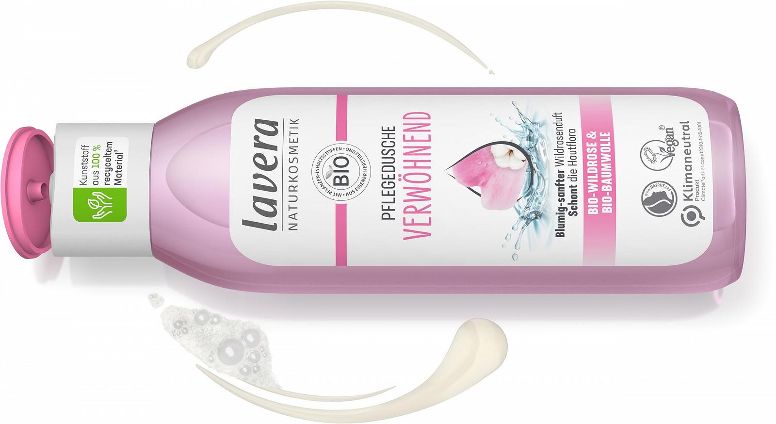 Розслаблюючий гель для душу lavera Pampering Органічна дика троянда та органічна бавовна 250 мл, фото №2