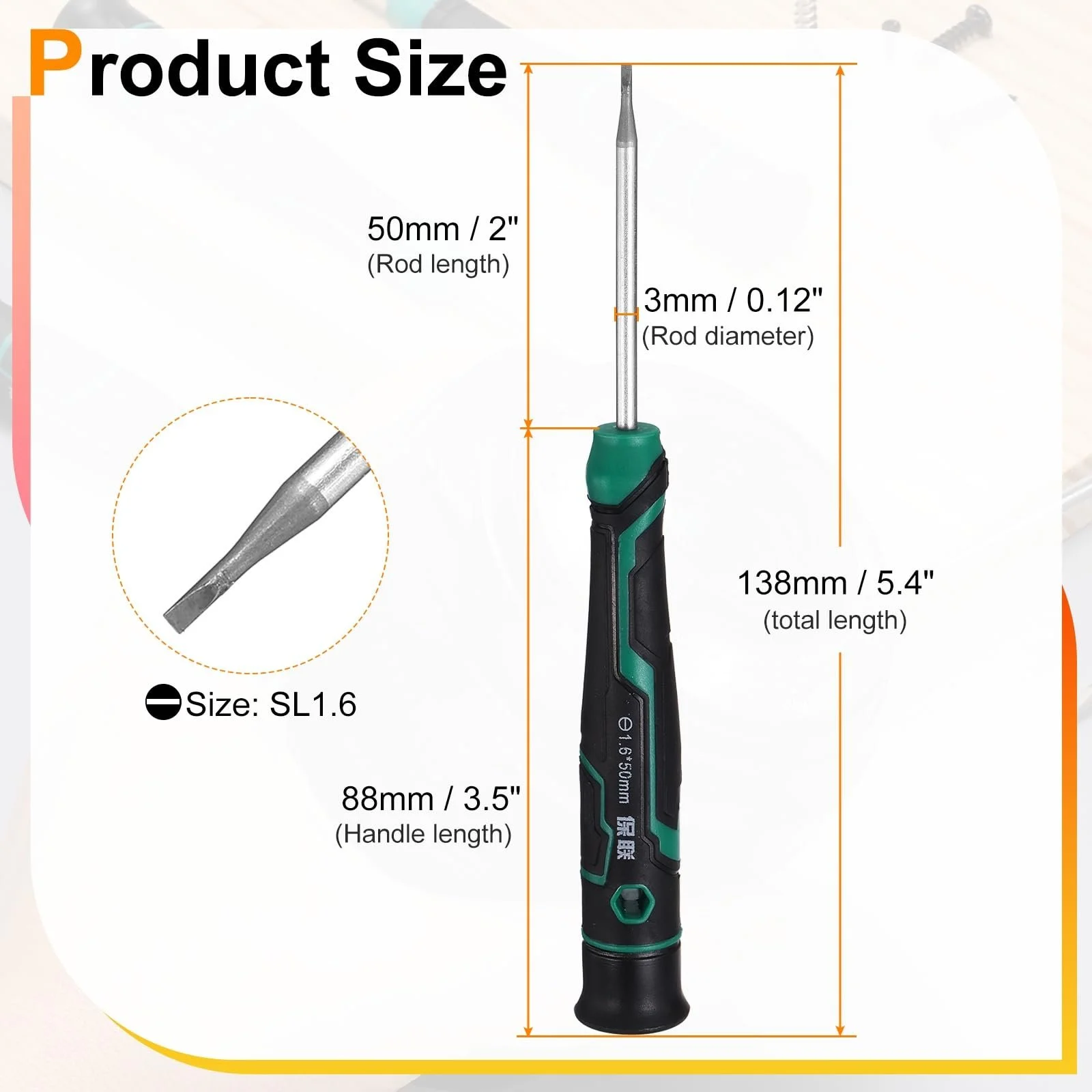 Прецизійна шліцьова викрутка sourcing map SL1.6 13,7 см S2 сталь магнітна, фото №2