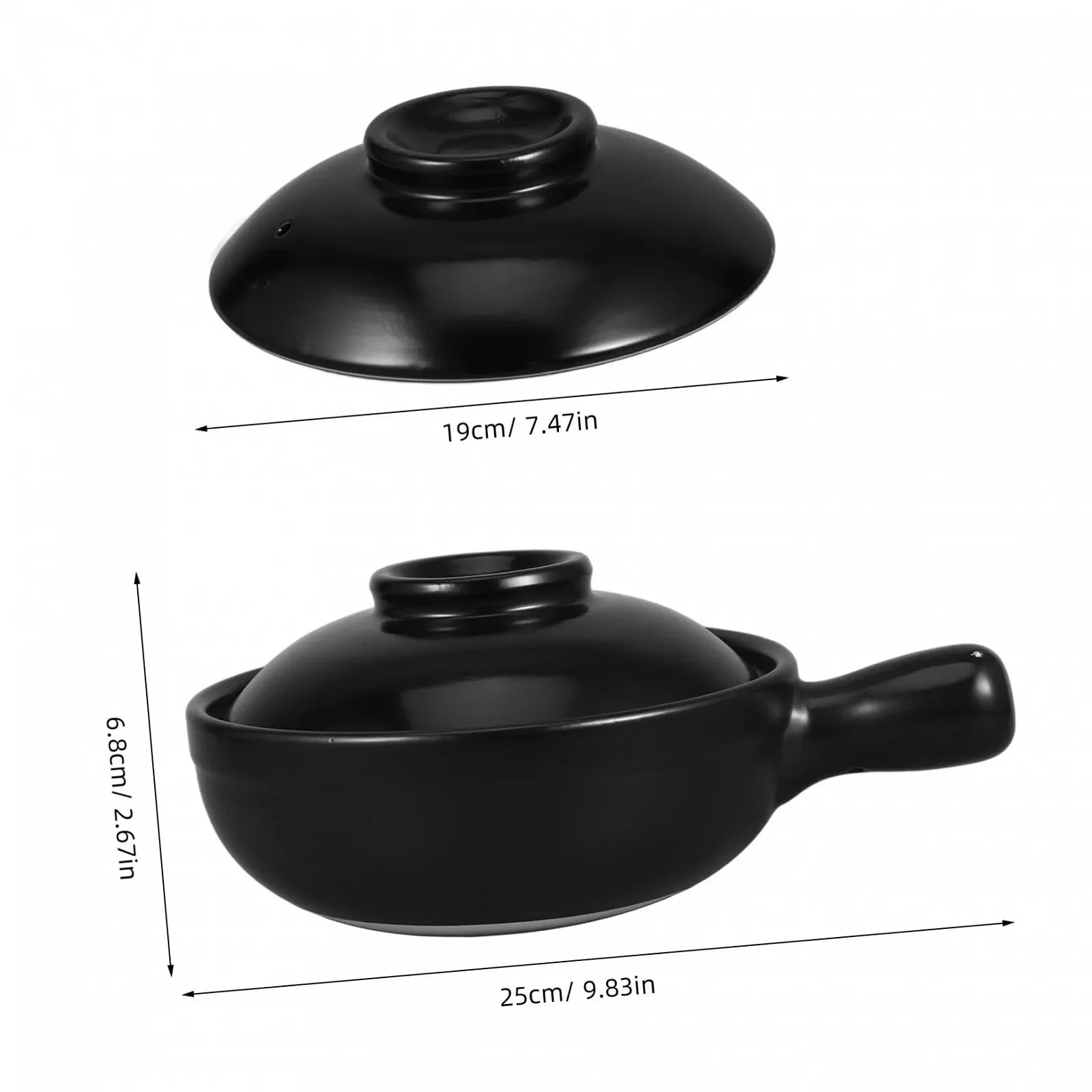 Глиняный горшок с крышкой Керамический для риса и тушения для плиты и микроволновой печи Универсальный, фото №2