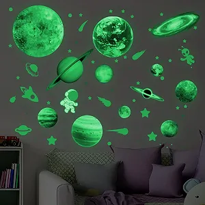 Світні наклейки на стіну SUPERDANT Галактика Планети 4 аркуші 31 x 26 см - Фото 1