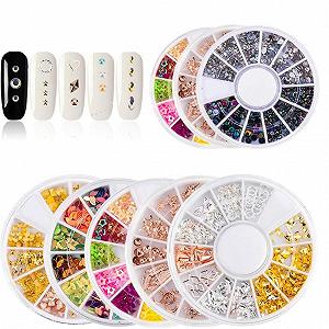 Мікс Стрази для нігтів, випадковий, кристали, круглі намистини, плоска задня частина, - Фото 1