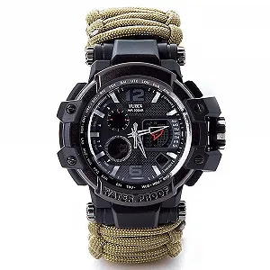 Многофункциональные Водонепроницаемые Тактические Часы с Паракордом WLDOCA Спортивные с Компасом Термометром - Фото 1