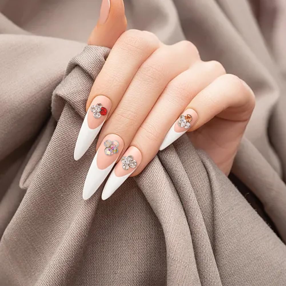 зі стразами з 7 кольорового сплаву, квітка рожевий червоний синій жовтий, 42 шт, фото №5