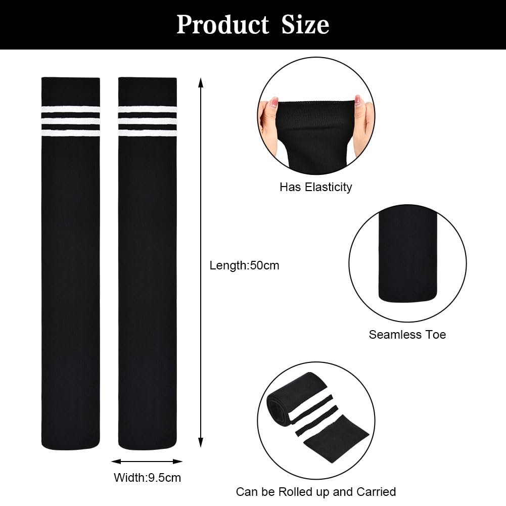 Чулки Aomig Overknee женские, 1 пара, тонкие однотонные полосатые длинные гольфы для девочек, повседневные гольфы для ежедневного использования, для косплея на Рождество и Хэллоуин (Черные полоски), фото №2