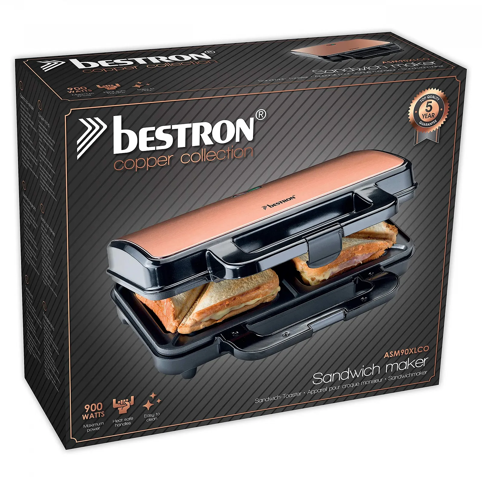 Сэндвичница Bestron XL Черный/Медный, фото №6 Сэндвичница Bestron XL Черный/Медный, фото №6