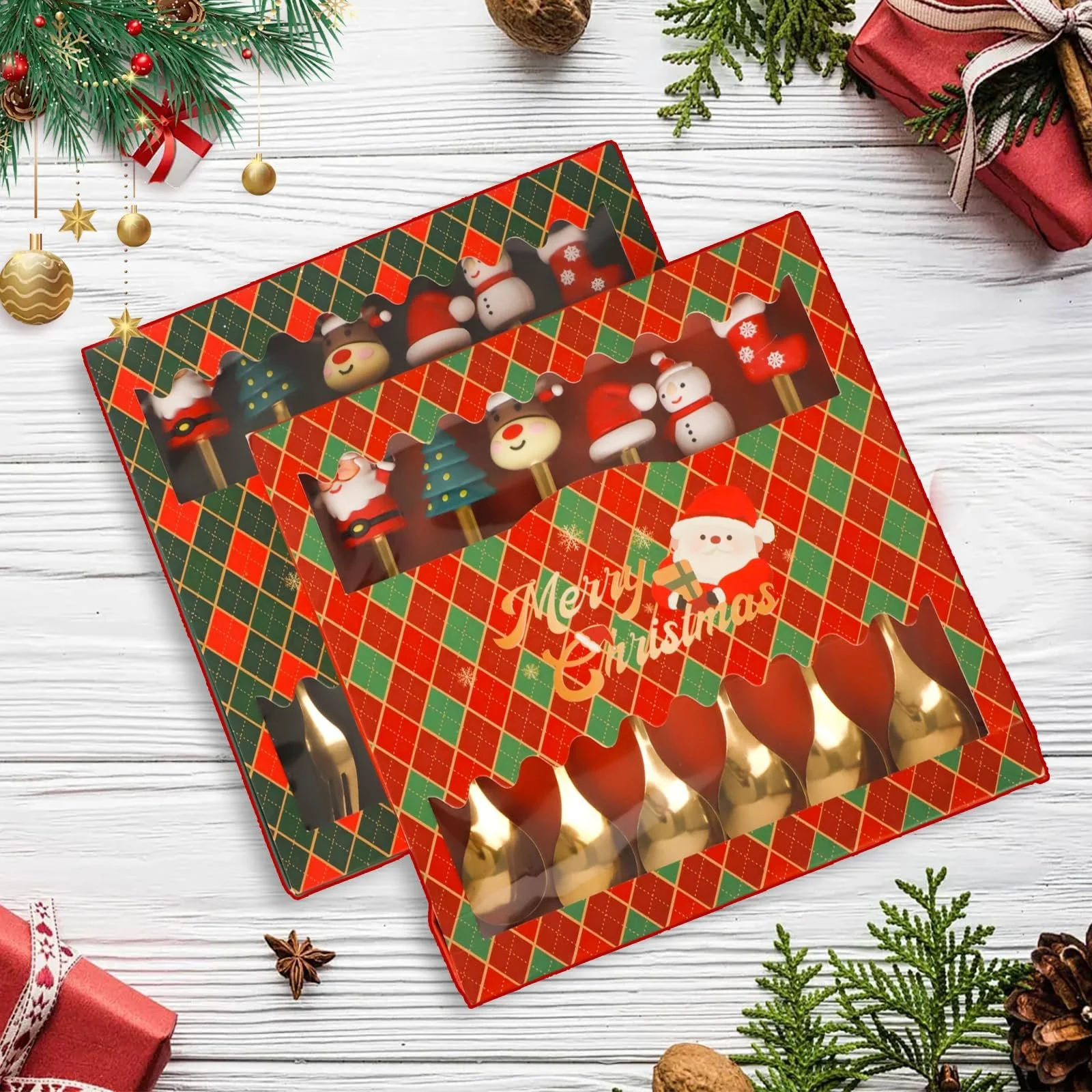 Набір з 12 різдвяних ложок і виделок, фото №4