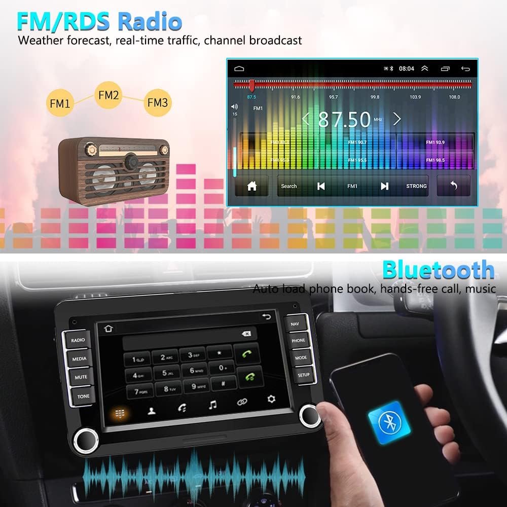 Штатна автомагнітола Podofo для VW Golf 5 6 Polo Seat Skoda Tiguan Passat B6 / 9" / Сенсорна / 2/32Гб / Android 12 / Bluetooth / WI-FI / GPS / USB, фото №5