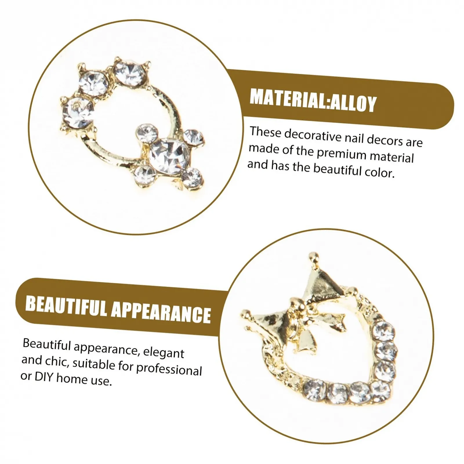 Украшение для ногтей POPETPOP Кристаллы для ногтей 60шт Жемчуг Кристалл Сердце, фото №3