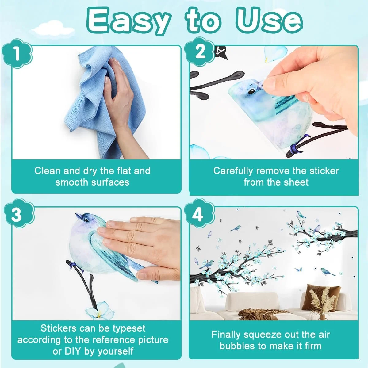 Наклейка на стіну Рослини та квіти Гілки з цвітом Самоклейна ПВХ, фото №5