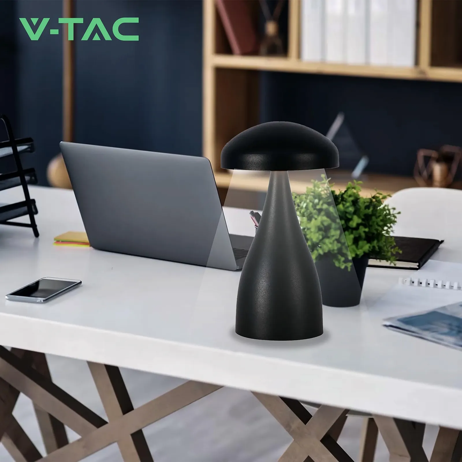 Настільна лампа V-TAC Акумуляторна IP20 1 Вт 55 Лм 3-в-1 Чорна, фото №8