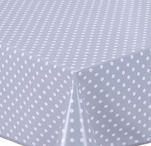 Скатертина-клейонка Small Polka Dot ПВХ Водонепроникна 100 x 140 см Світло-сіра synthetic.ua - Фото 1