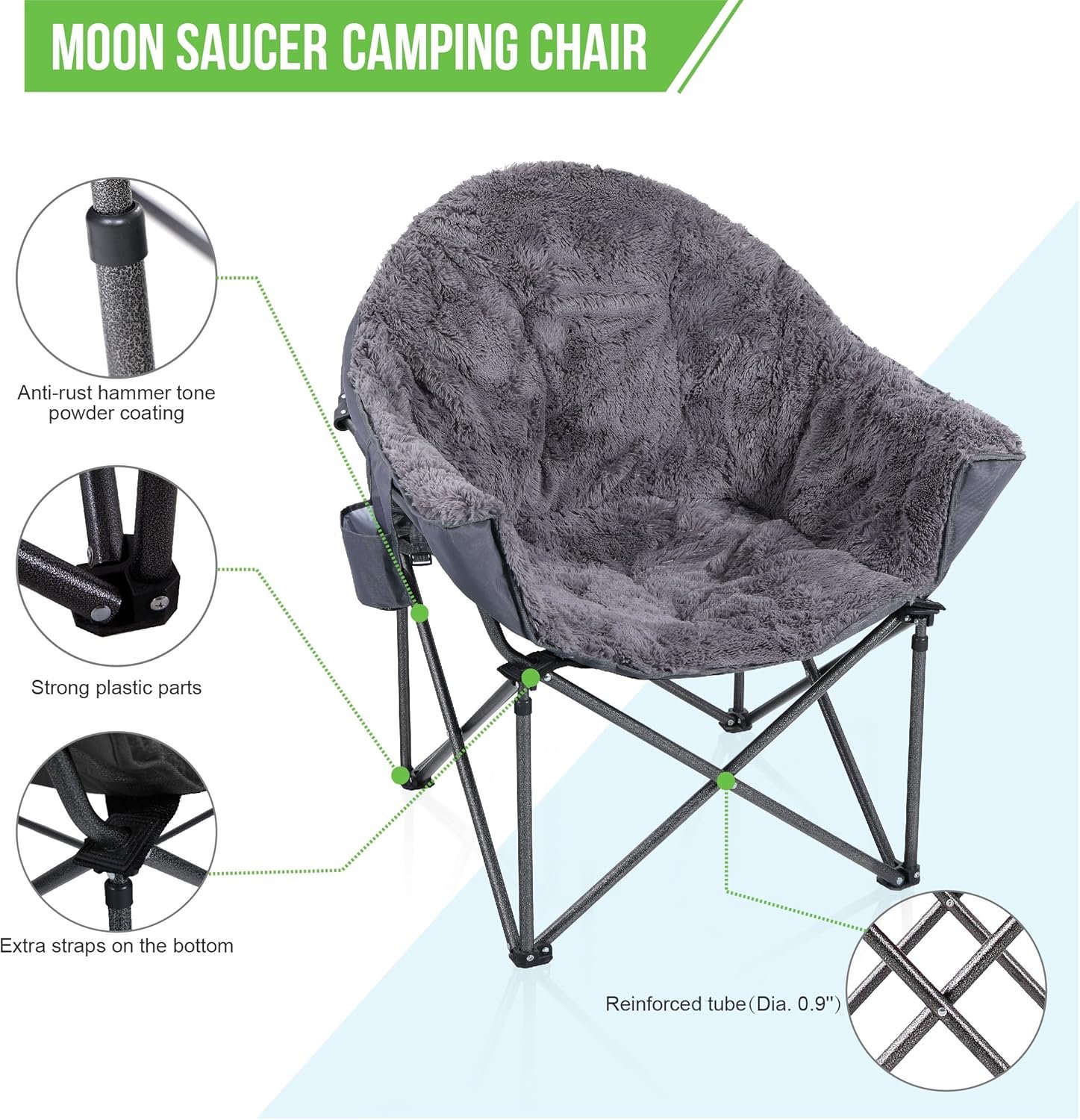 Розкладне крісло для кемпінгу ALPHA CAMP / до 168 кг / Сірий, фото №6 Розкладне крісло для кемпінгу ALPHA CAMP / до 168 кг / Сірий, фото №6