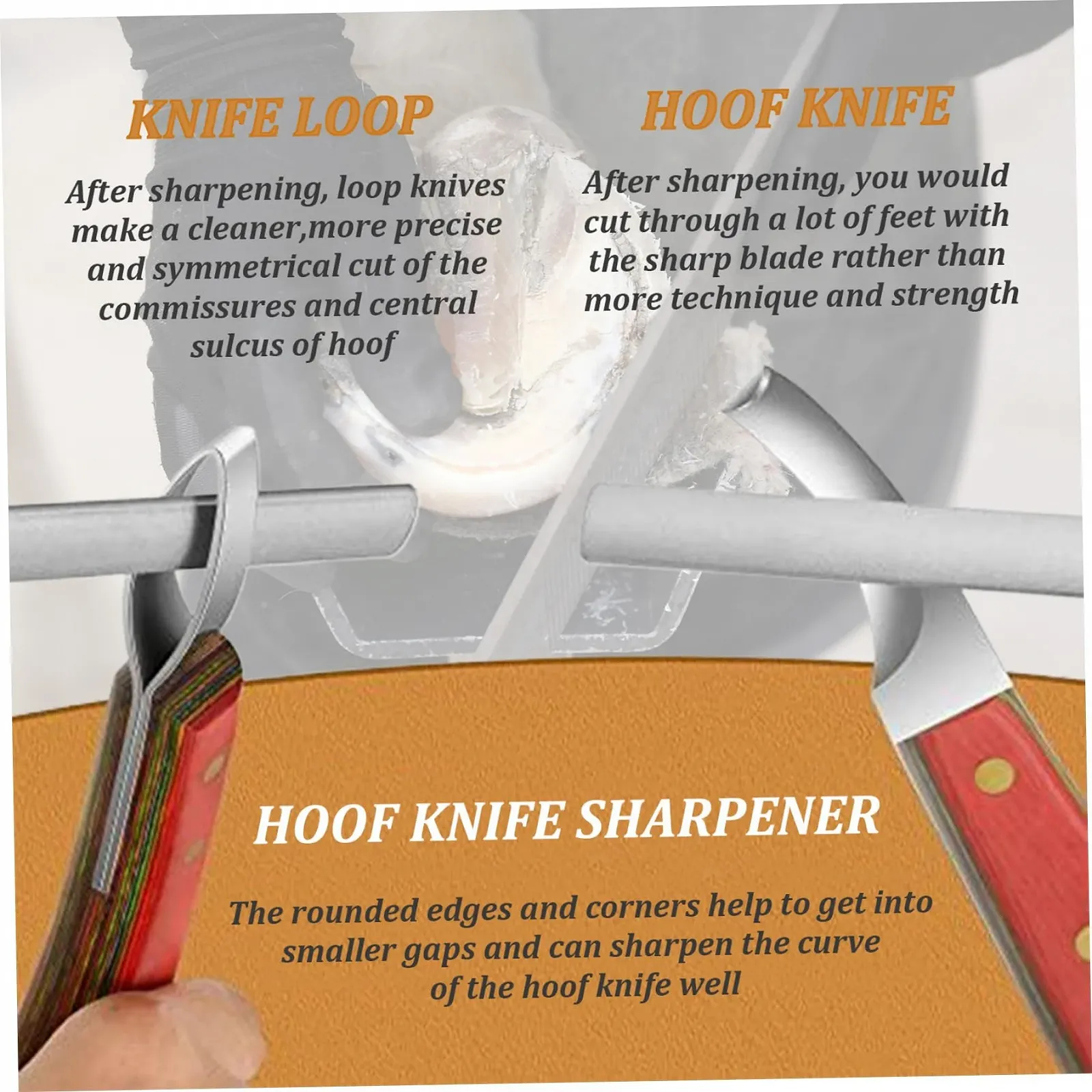 Точило для копитних ножів 10 дюймів керамічне з гумовою ручкою портативне з отвором для підвішування, фото №5