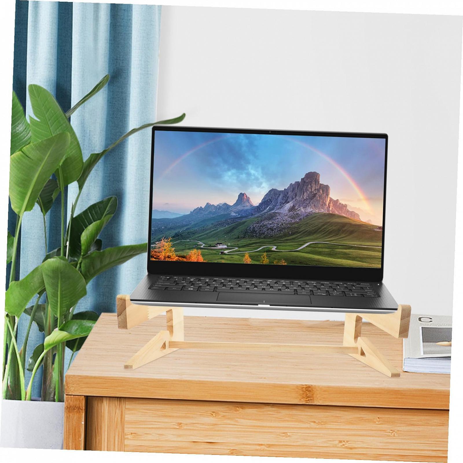 Подставка для ноутбука Деревянная, Приподнятая Подставка для ноутбука Компактная и Легко Вентилируемая для Охлаждения Эргономичная Подставка для Офиса Дома и Использования, фото №8