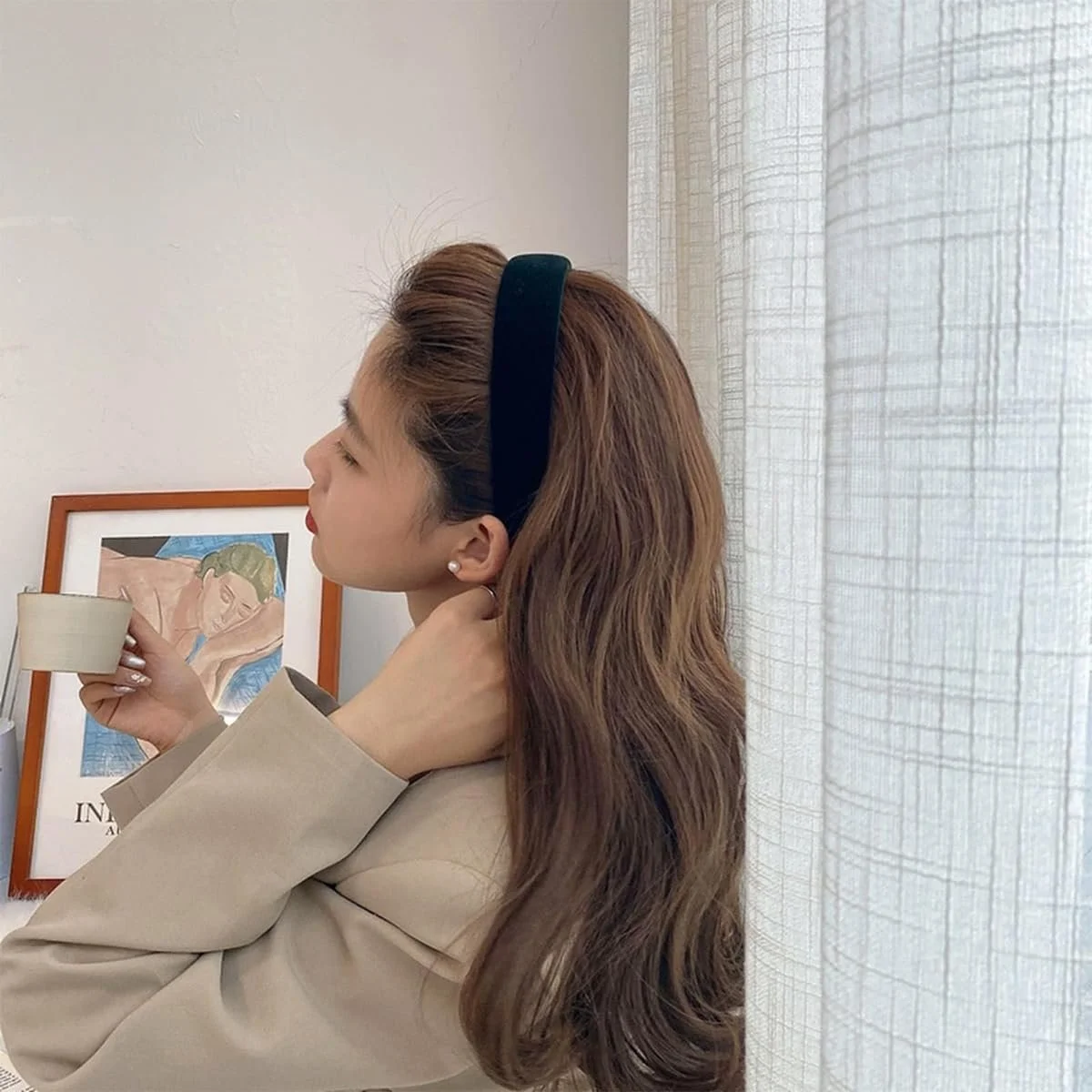 Обруч Оксамитовий Чорний, набір 3 шт, різної ширини, фото №2