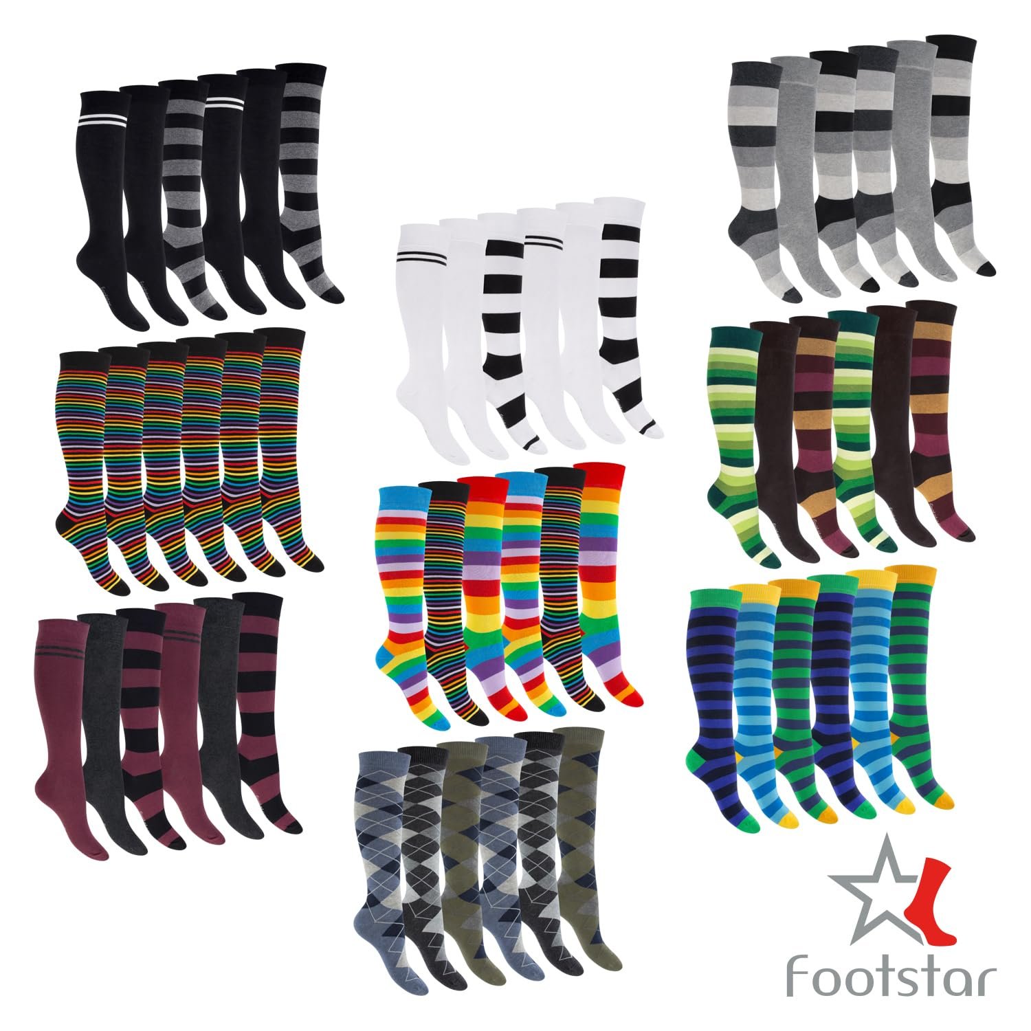 Носки Footstar Полосатые до колена 6 пар, фото №5