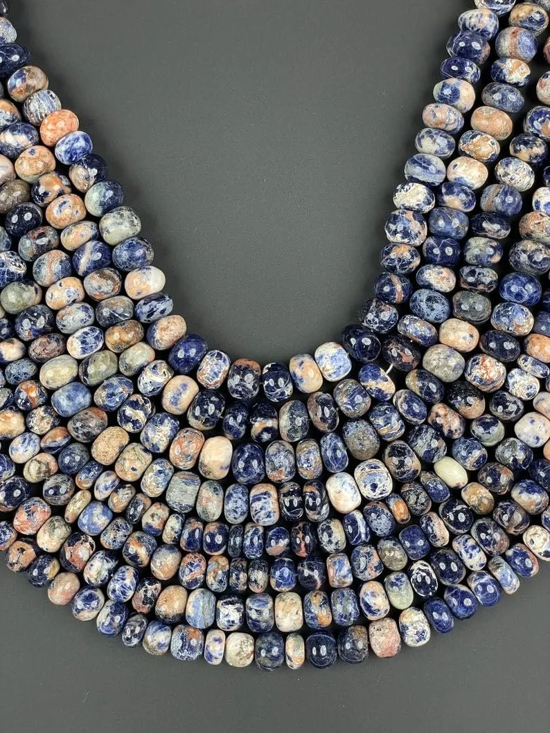 Бусины из натурального оранжевого содалита, рондель, гладкие, 10 мм, нить 46 см, фото №1