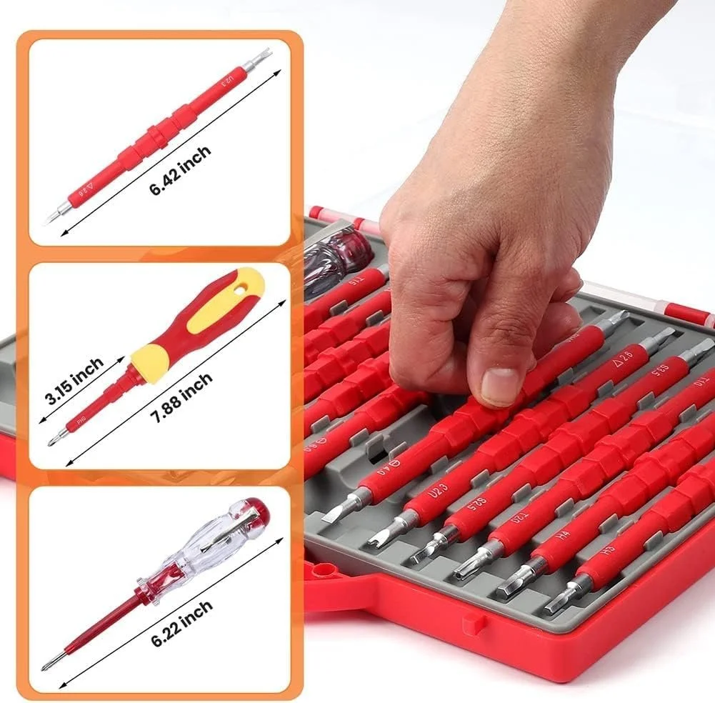 Набір викруток для електрика 26 одиниць Ізольований 1000V з кейсом, фото №5