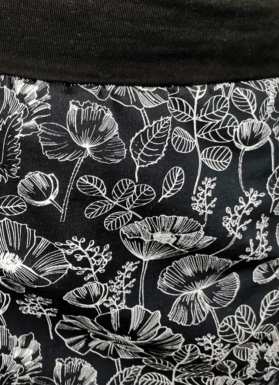 Спідниця Jersey Квітковий чорний широкий пояс, фото №5