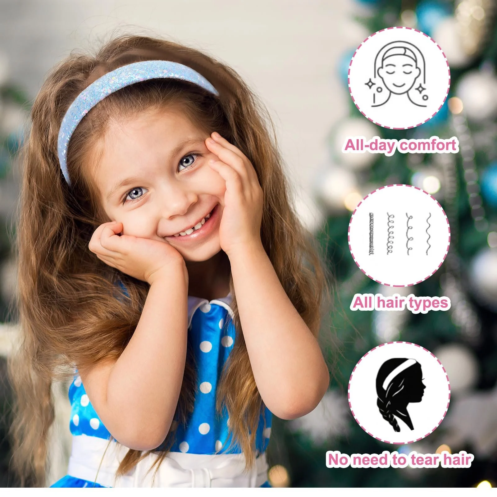 Набір із 3 дитячих обручів для волосся з блискітками, фото №3 Набір із 3 дитячих обручів для волосся з блискітками, фото №3