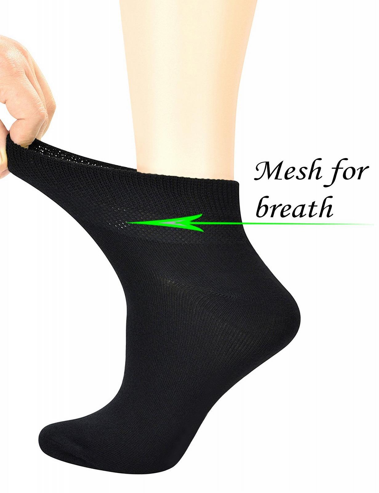 Носки Yomandamor Бесшовные Повседневные Диабетические Женские Бамбуковые Носки-следки Черный с Недавящей Резинкой, 5 пар, фото №4