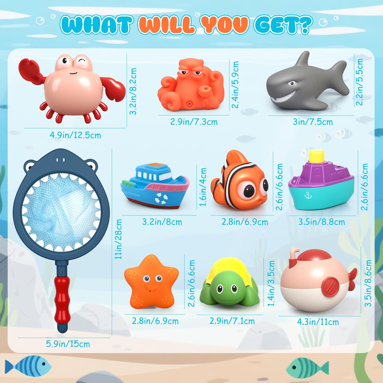 Игрушки для ванны 10 штук, Водонагреватель для ванны, фото №4