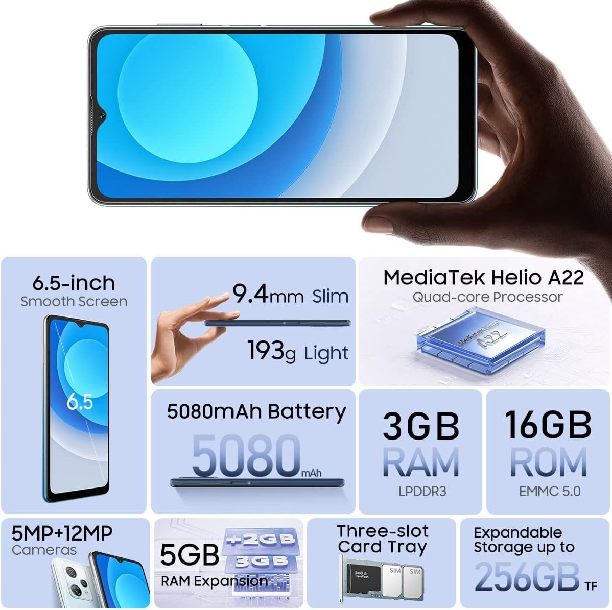 Смартфон 6.5" Blackview A53 3/16Gb 4G 2-SIM 12/5Мп 4 ядра Android 12 Grey, фото №4