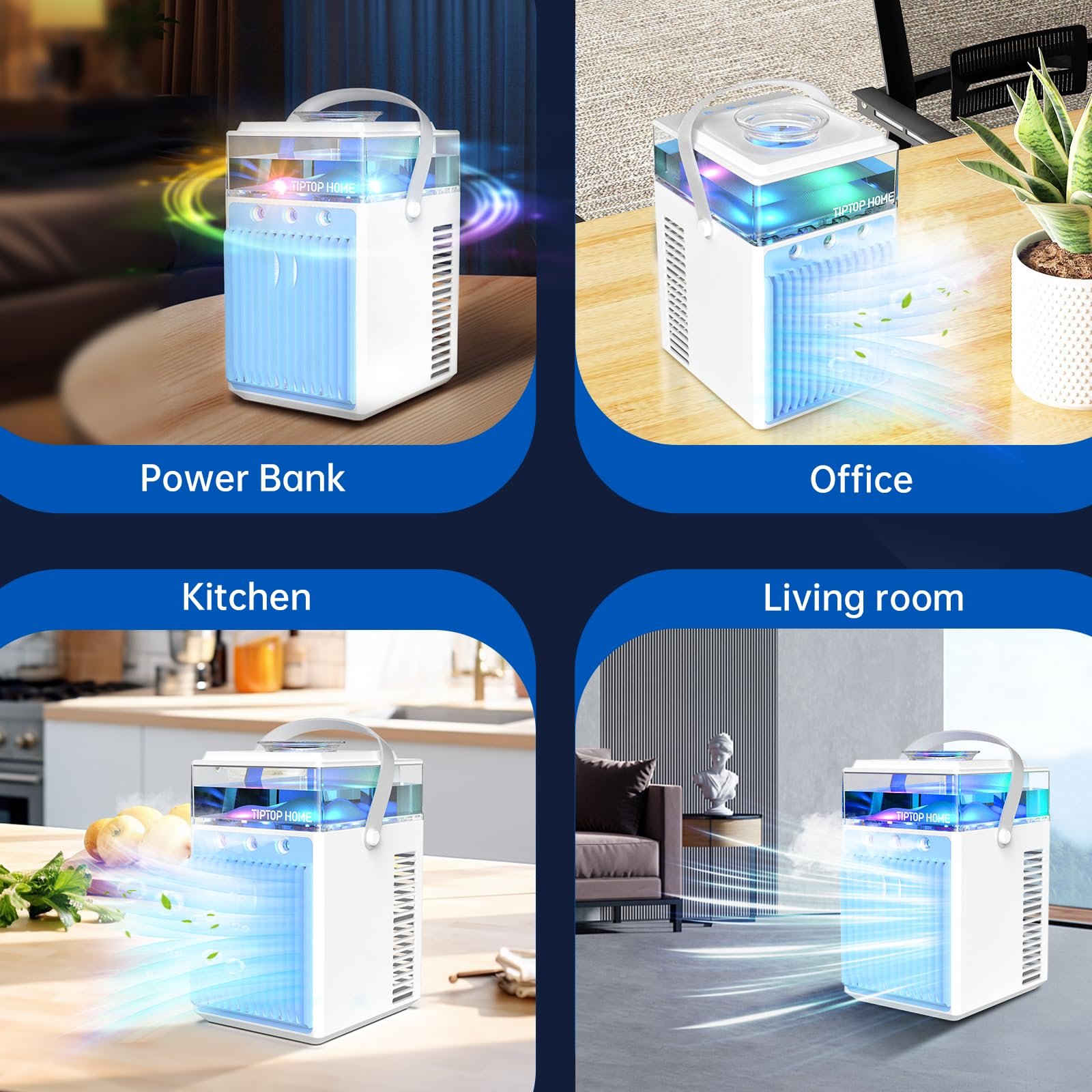 Мобільний кондиціонер Міні 5-в-1 з керуванням через додаток 600 мл резервуар для води 3 швидкості 3 режими туману Портативний, фото №8