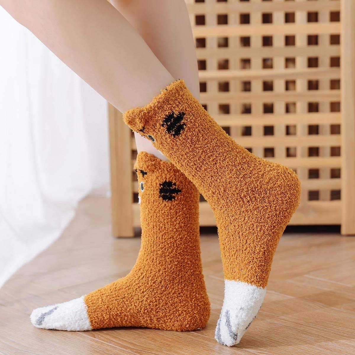 Мягкие носки Женские 5/6 пар Теплые пушистые носки Рождественские носки Толстые зимние носки Домашние носки Мягкие носки для кровати Носки для сна Термоноски для Рождества в качестве подарков, фото №3