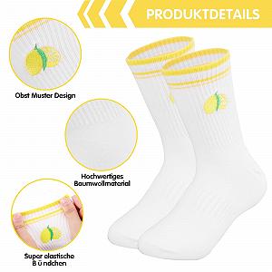 Теннисные носки Белые носки с фруктовым мотивом и полосками 3 пары, размер 36-42 synthetic.ua - Фото 1