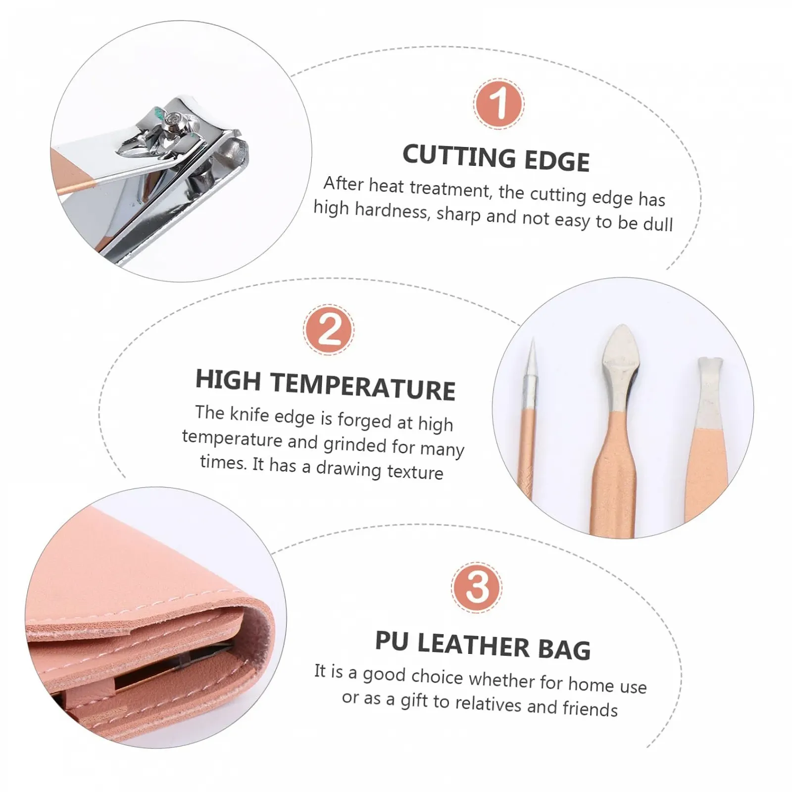 Набор для маникюра WRITWAA Для дома, включая кожаный чехол, фото №2