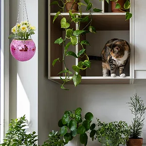 Підвісне кашпо SYNYEY Диско-куля Дзеркальне 6 дюймів Сріблясте synthetic.ua - Фото 1