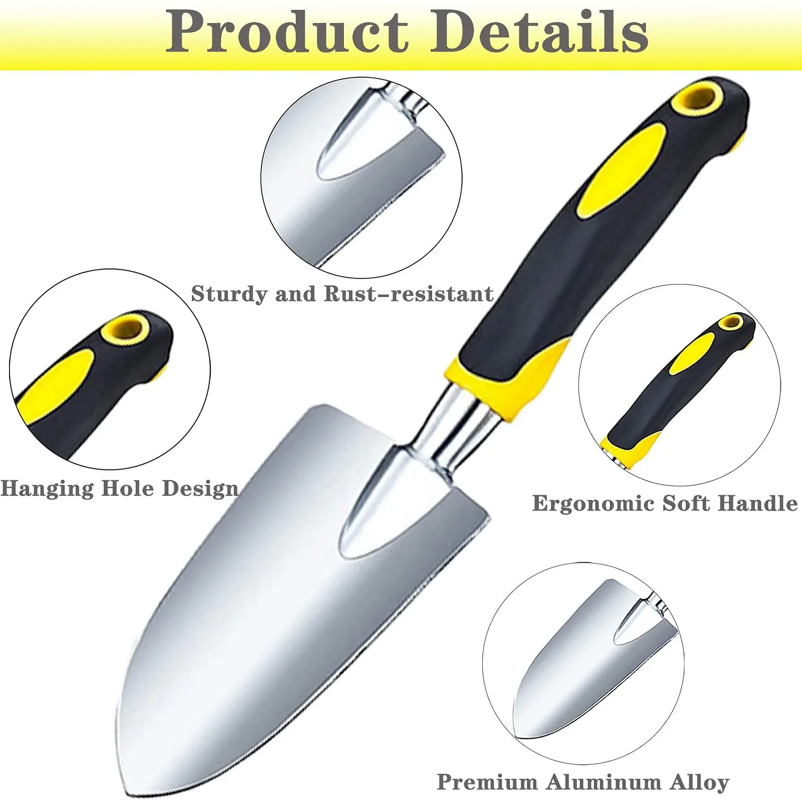 Садовая Лопатка Ручная Садовая Кельма Прочная с Эргономичной Ручкой для Садоводства для Раскопок Почвы, Посадки и Пересадки, фото №3